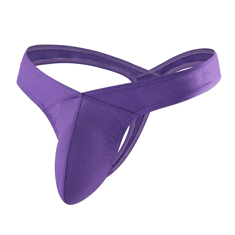 Men’s Curved Pouch Thong Underwear T-Back Low Rise G-String Nylon Spandex Mix
