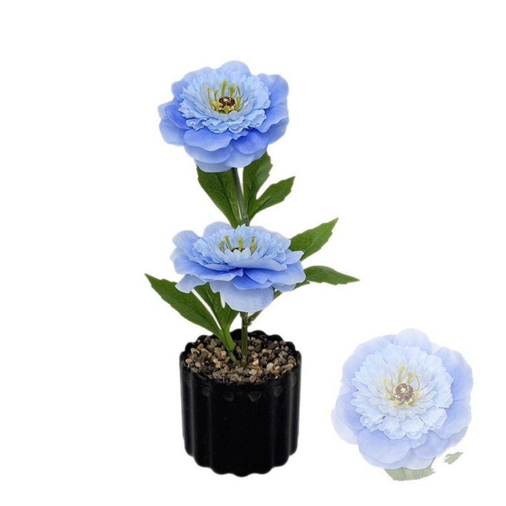 Compact Artificial Peony Bonsai 29 x 9.5cm for Small Space Home Office Decor