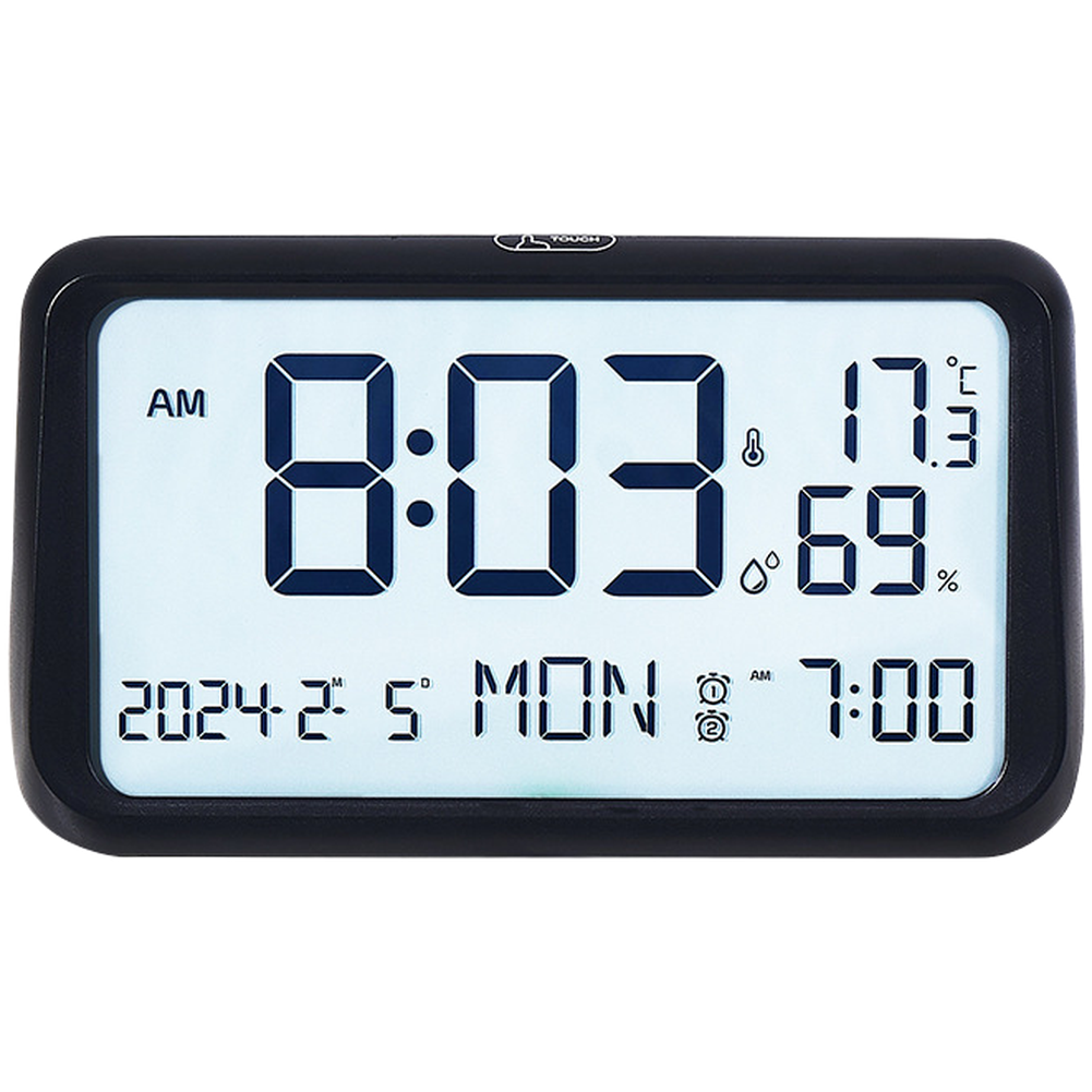 Modern Desk Alarm Clock with Large LCD Screen and Adjustable Brightness