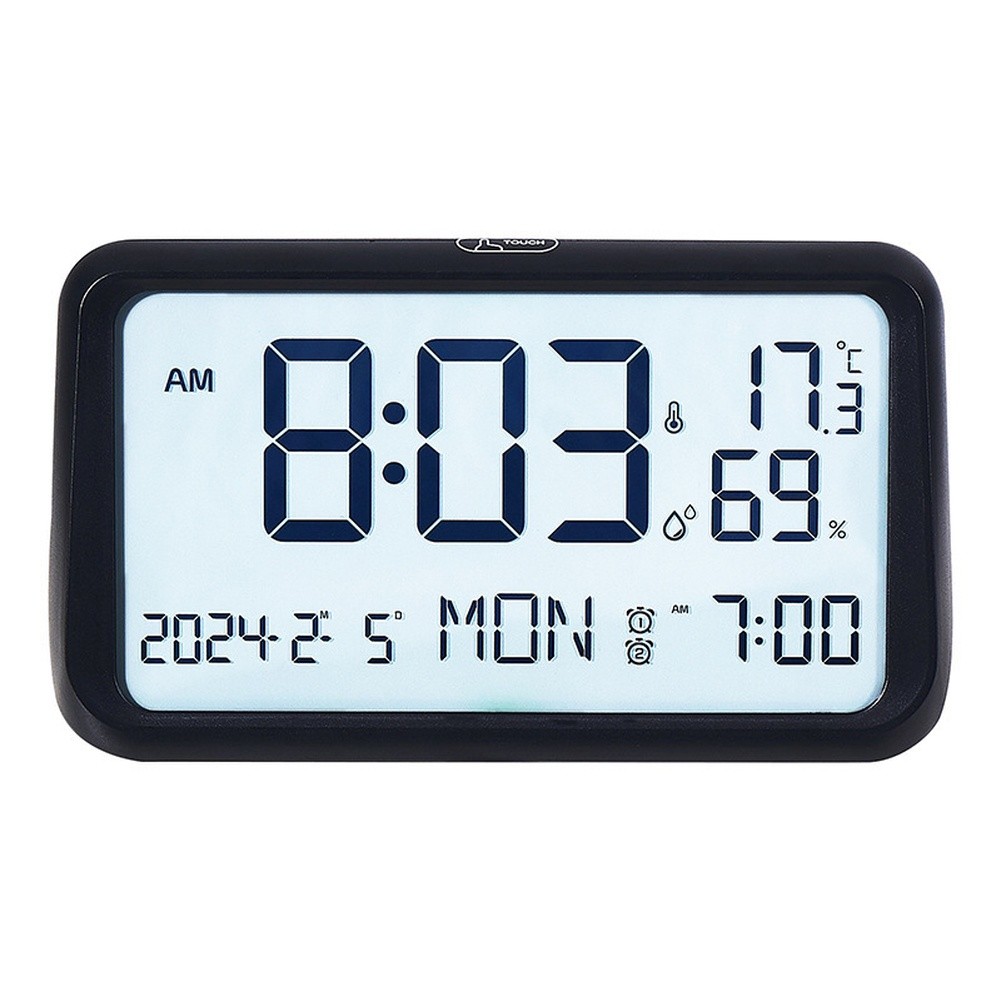 Modern Desk Alarm Clock with Large LCD Screen and Adjustable Brightness