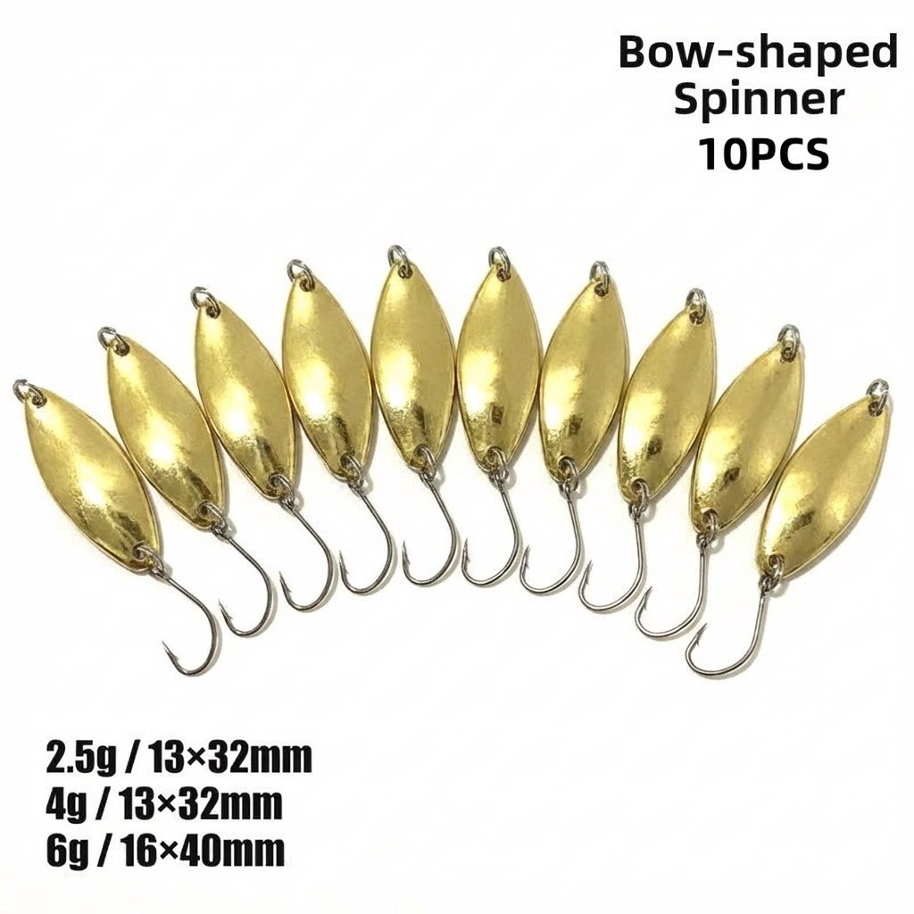 Spinner Spoon Lure 10PCS 32mm 40mm for Bass Pike Trout Jigging Freshwater