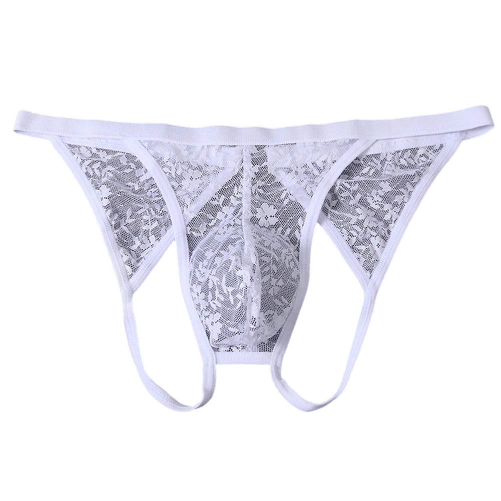 Mens Lace Briefs Sheer Underwear High Elasticity Transparent Mesh Fabric