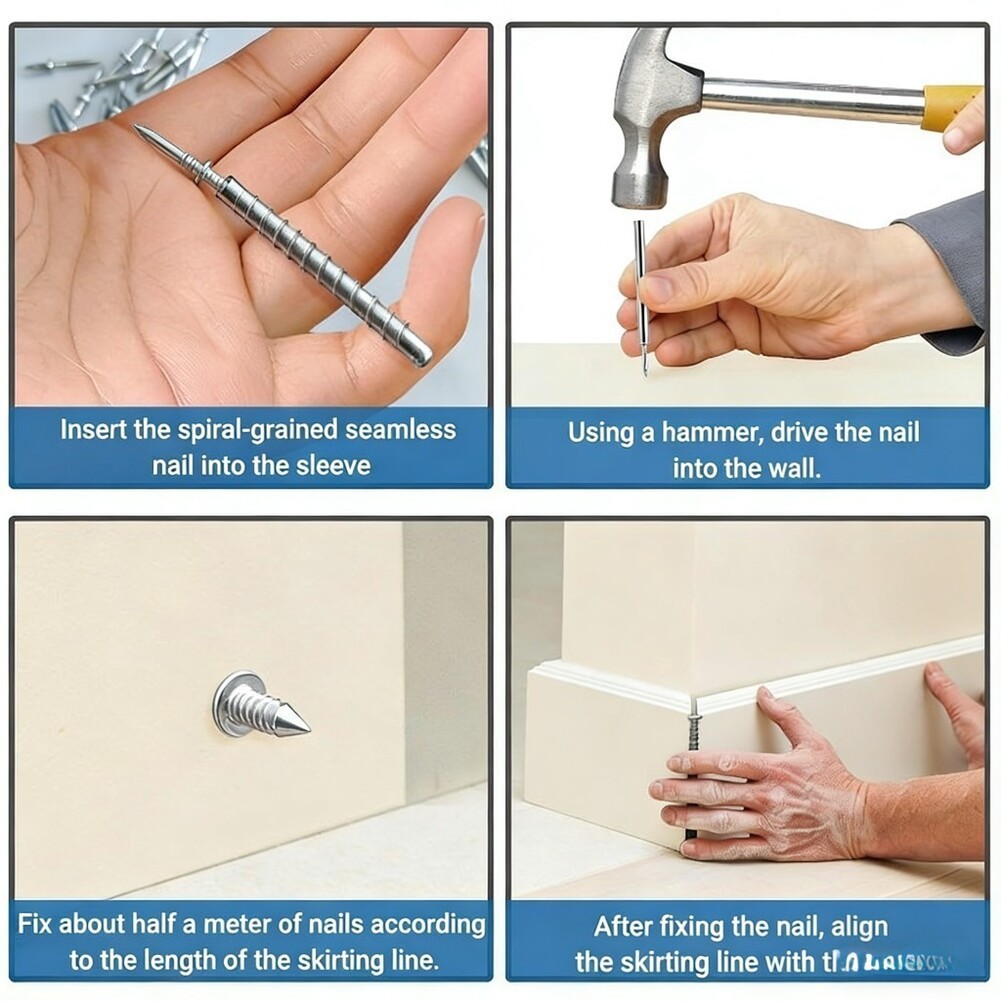 Double-Headed Pins Skirting Nails Double-headed Design Includes Sleeve Tool