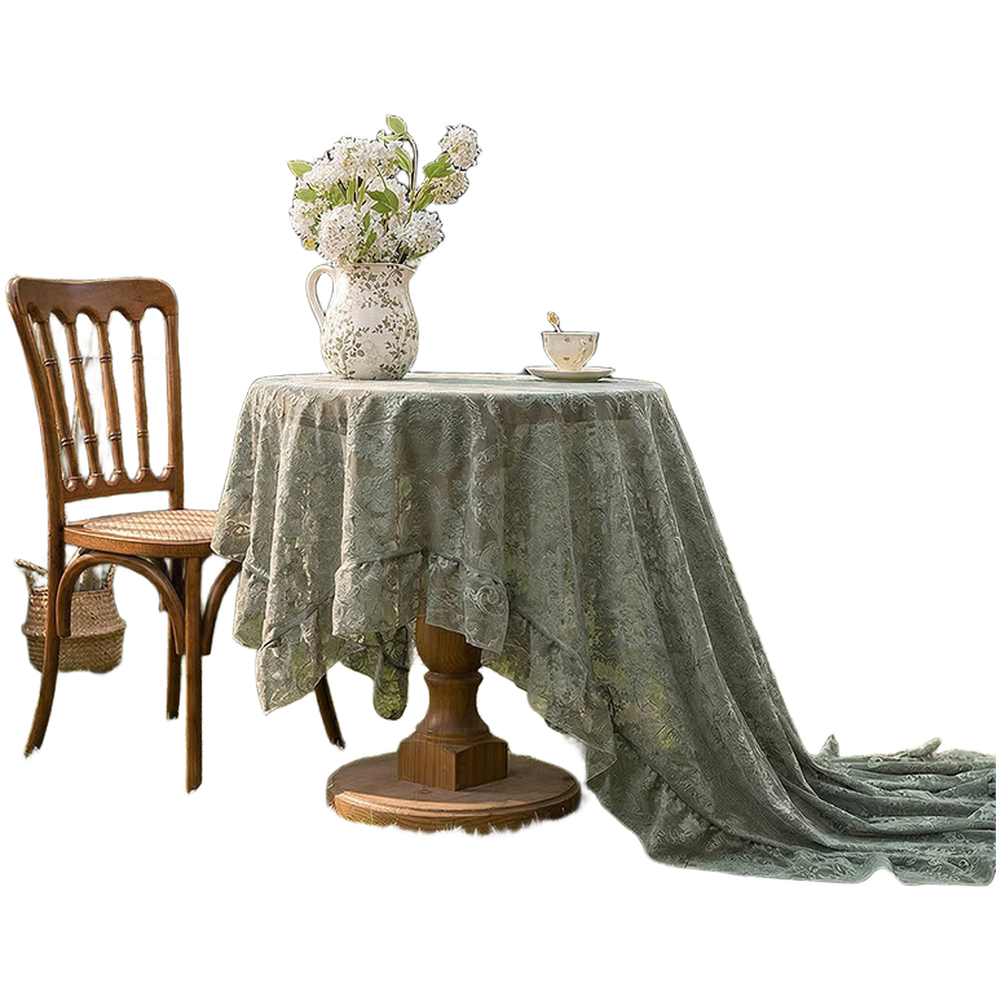 Floral Decor Vintage Tablecloth Retro Table Cover Retro Style Lace Edges
