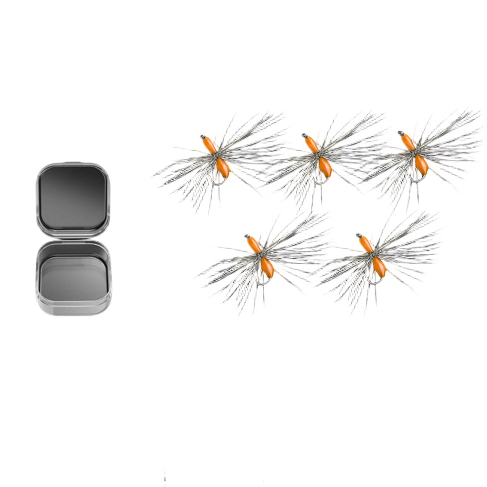 5 Pack Hand Tied Fly Hooks Size 14 16 18 Green Red Orange for Trout For Dace