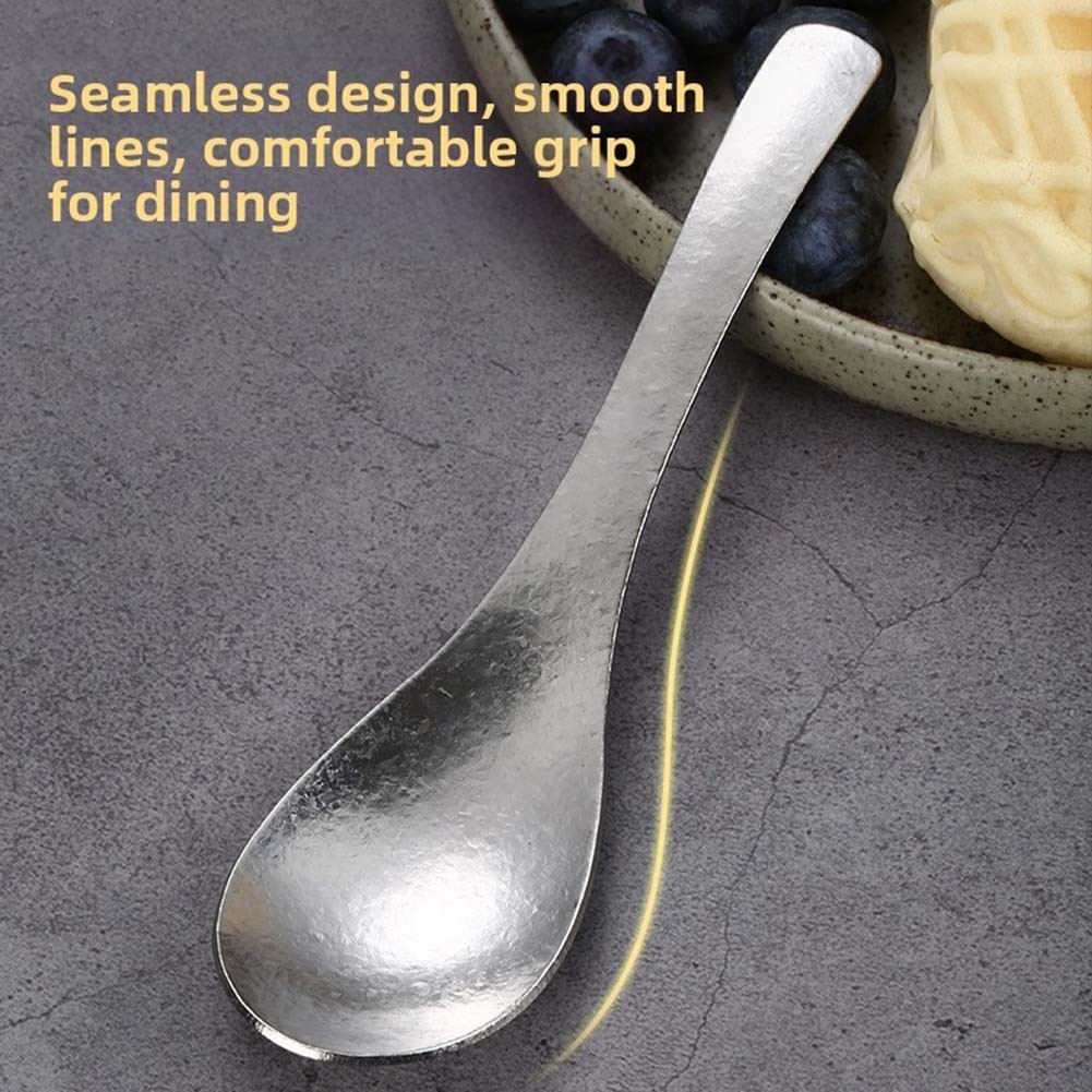 Pure Titanium Dining Spoon 15.4cm Silvery Lightweight Round Profile Utensil - Produktbild 1