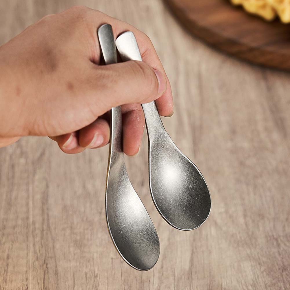 Pure Titanium Dining Spoon 15.4cm Silvery Lightweight Round Profile Utensil - Produktbild 2