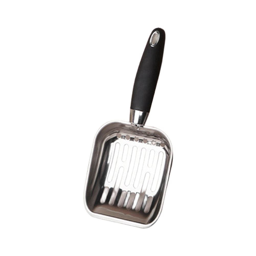 Stainless Steel Fine Mesh Cat Litter Scoop Smooth Edges Plastic Box Friendly