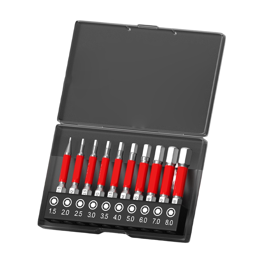 1/4 inch Hex Pneumatic Bits Set Alloy Steel Sandblasted Finish for Workshops