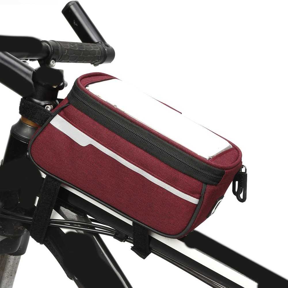 Front Mount Bag for Mountain Bikes Road Bikes 21x9x10.5cm Polyester Red