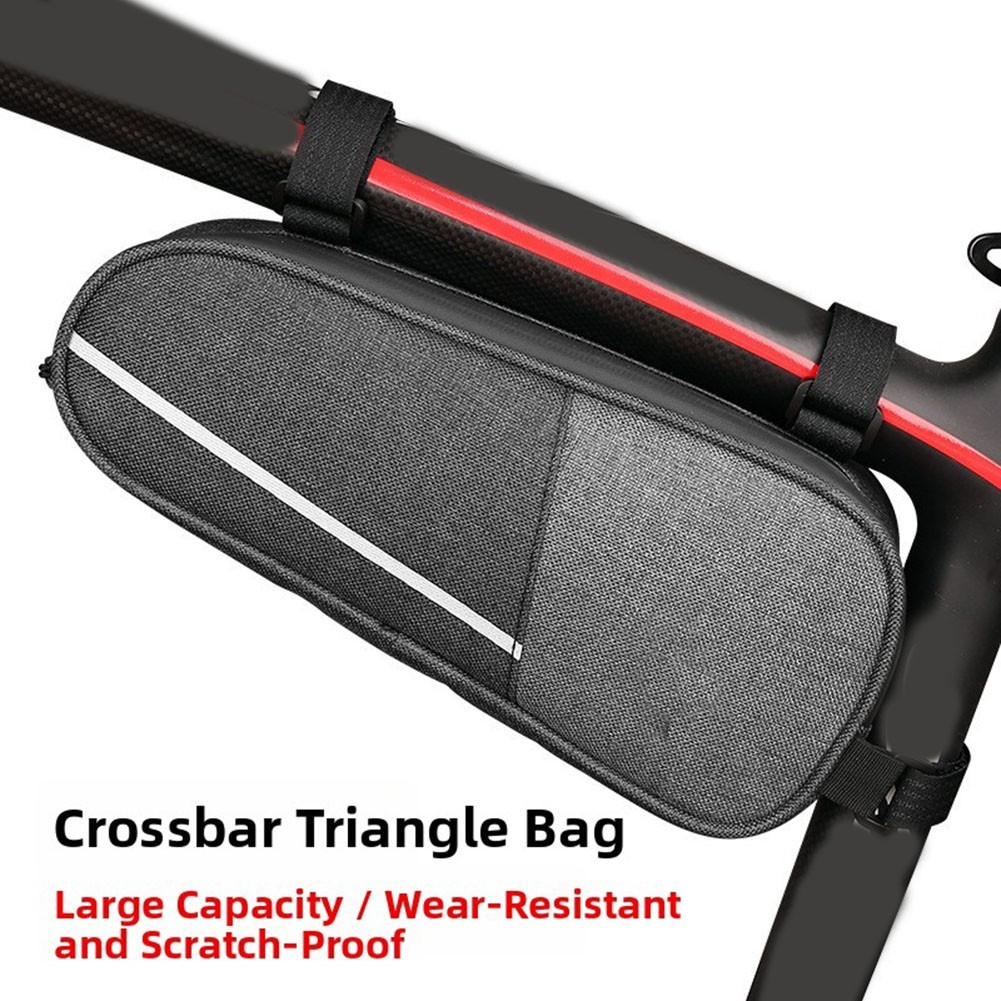 Mountain Bike Upper Pipe Triangle Storage Bag Front Frame 25x10cm Grey Canvas