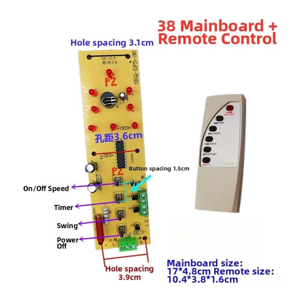 Fan Remote Control Kit Includes Mainboard and Remote for Easy DIY Installation