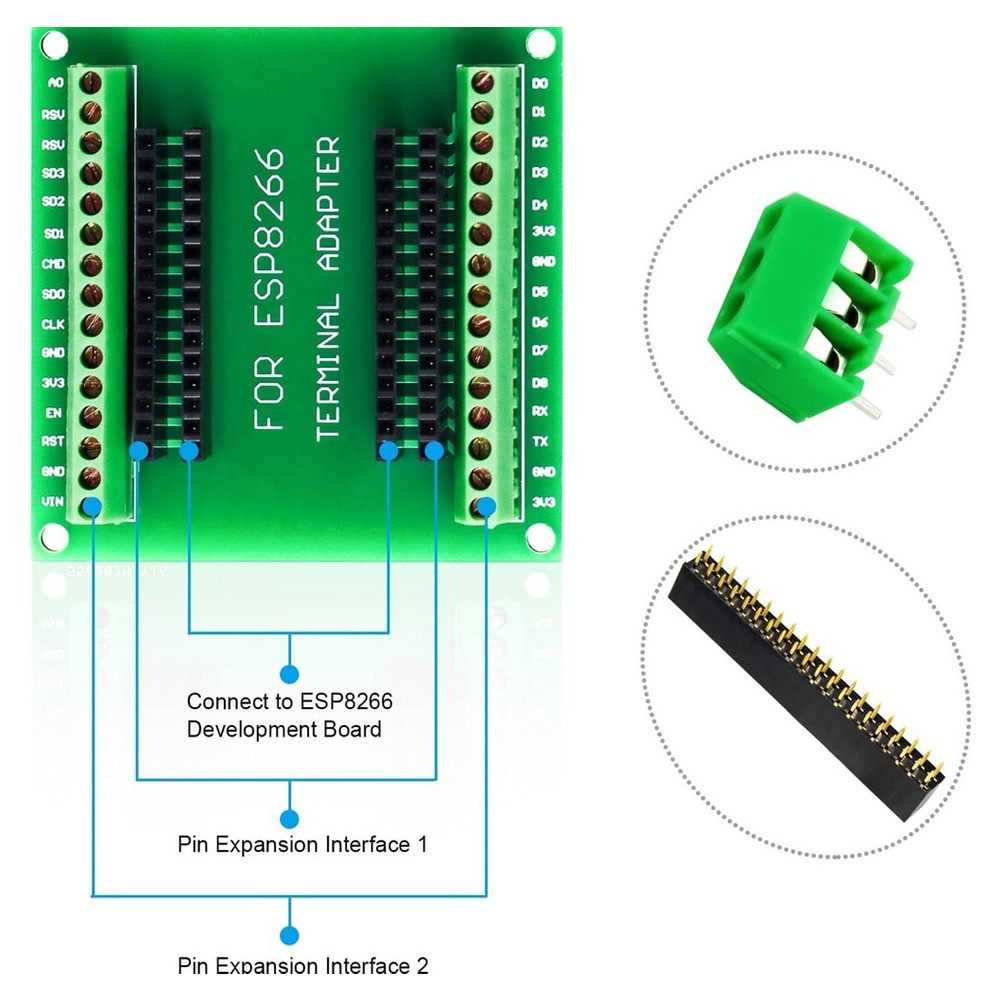 2pcs For ESP8266 Pin Expansion Board 1 Input 2 Output for ESP-12E Development