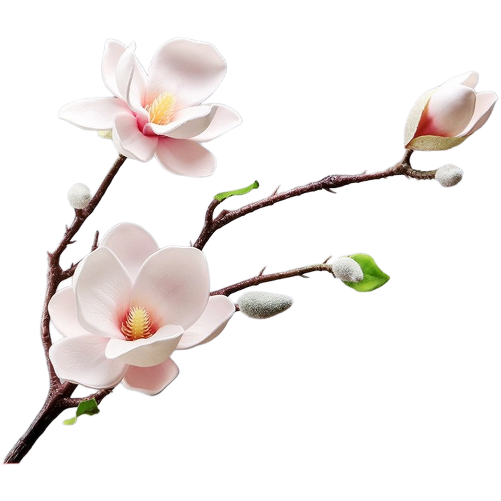Realistic Looking Magnolia Fake Flowers 51cm Length with Soft Touch EVA Petals