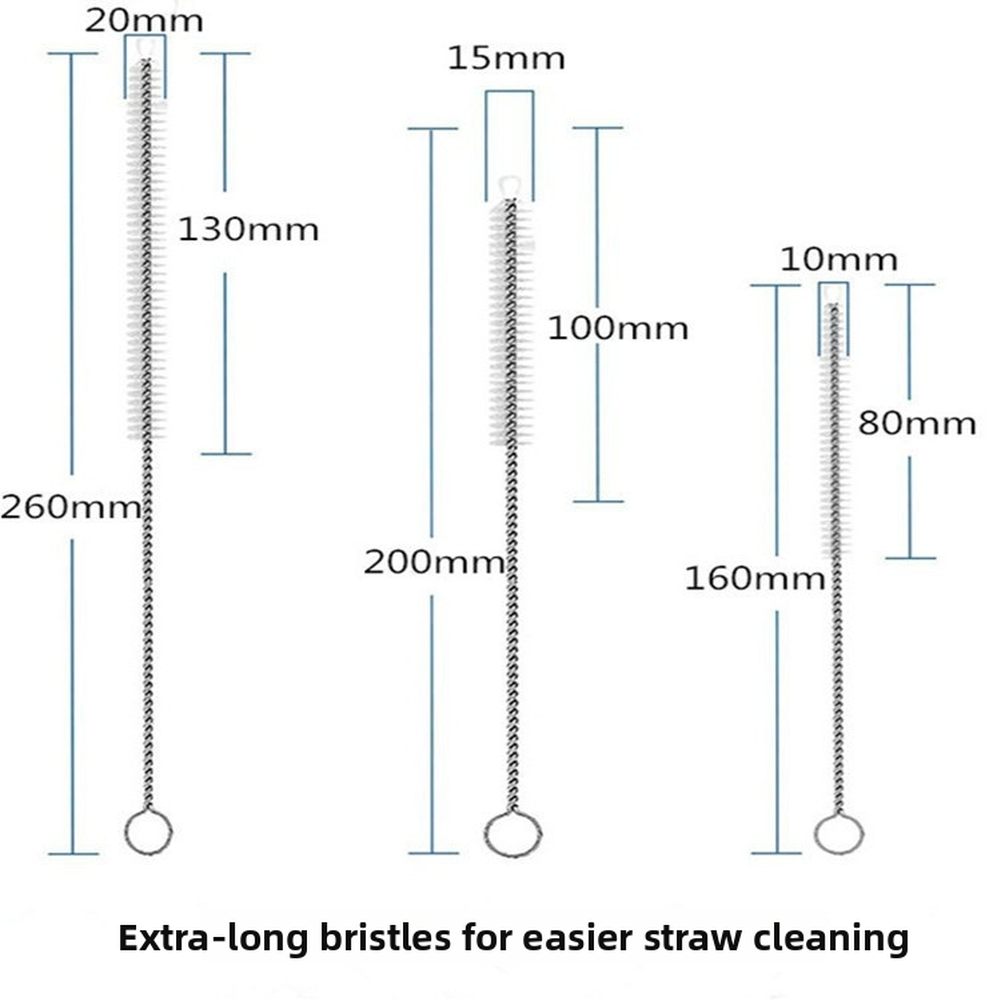17cm Stainless Steel Straw Cleaner Brush for Kitchen Bar and Travel Use