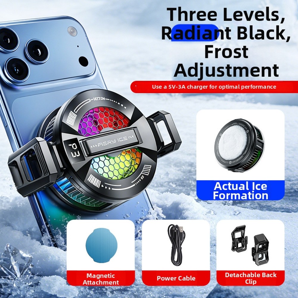 Magnetic Phone Cooler 60g Portable with Smart Temp Adjustment and RGB Effects