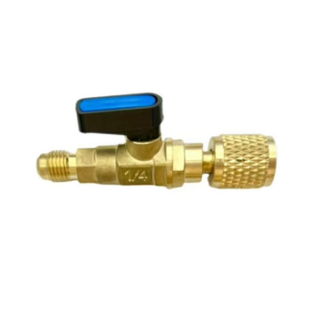 Brass Ball Valve Adapter with 1/4 SAE Threads for R12 R22 R134A AC Systems