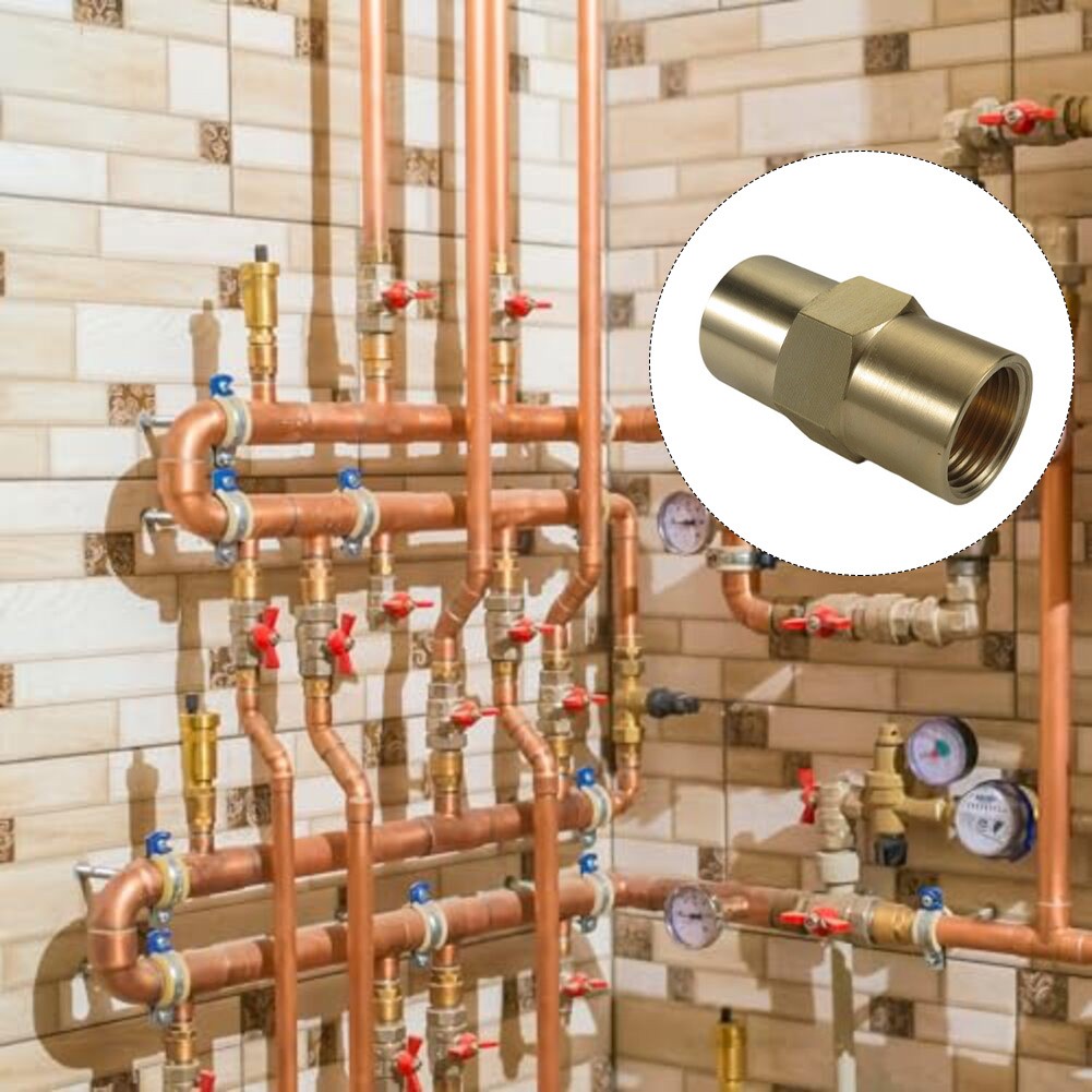 Brass Pipe Coupler 5/8-18RH Hex Nipple Reducer for Refrigeration Lines