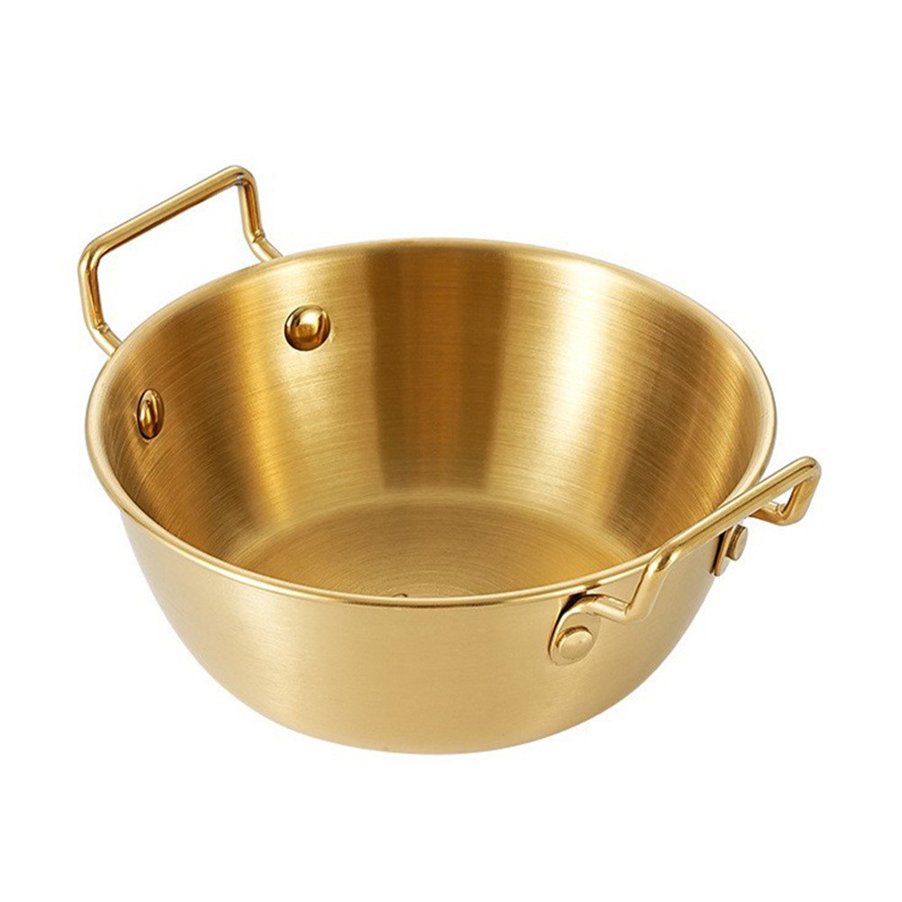 Gold Double Eared Stainless Steel Bowl 304 Grade for Instant Noodles Serving