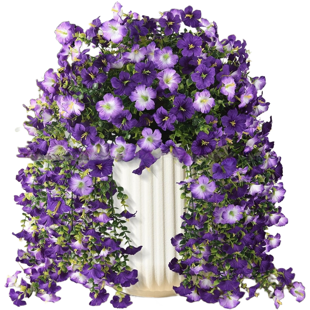 Artificial Hanging Basket with Adjustable Branches Eucalyptus Morning Glory