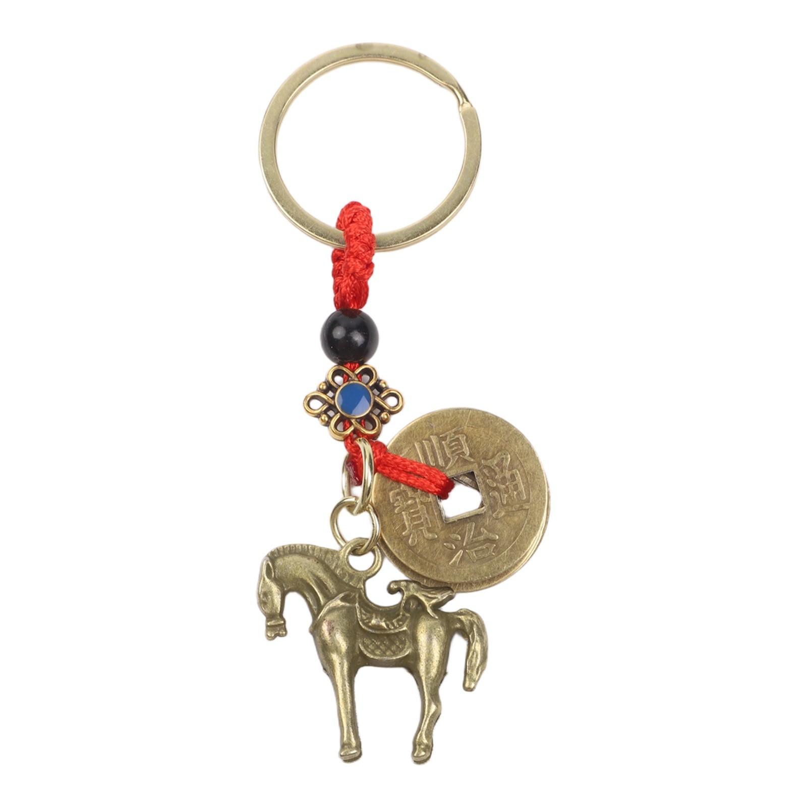 Feng Shui Charm Brass Horse Keychain Feng Shui Figure Metal Alloy Finish