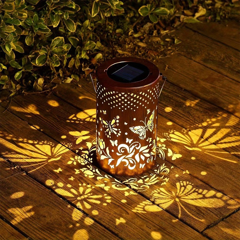 Solar Garden Lantern Sunflower Pattern Projection Vintage Sunflower Design