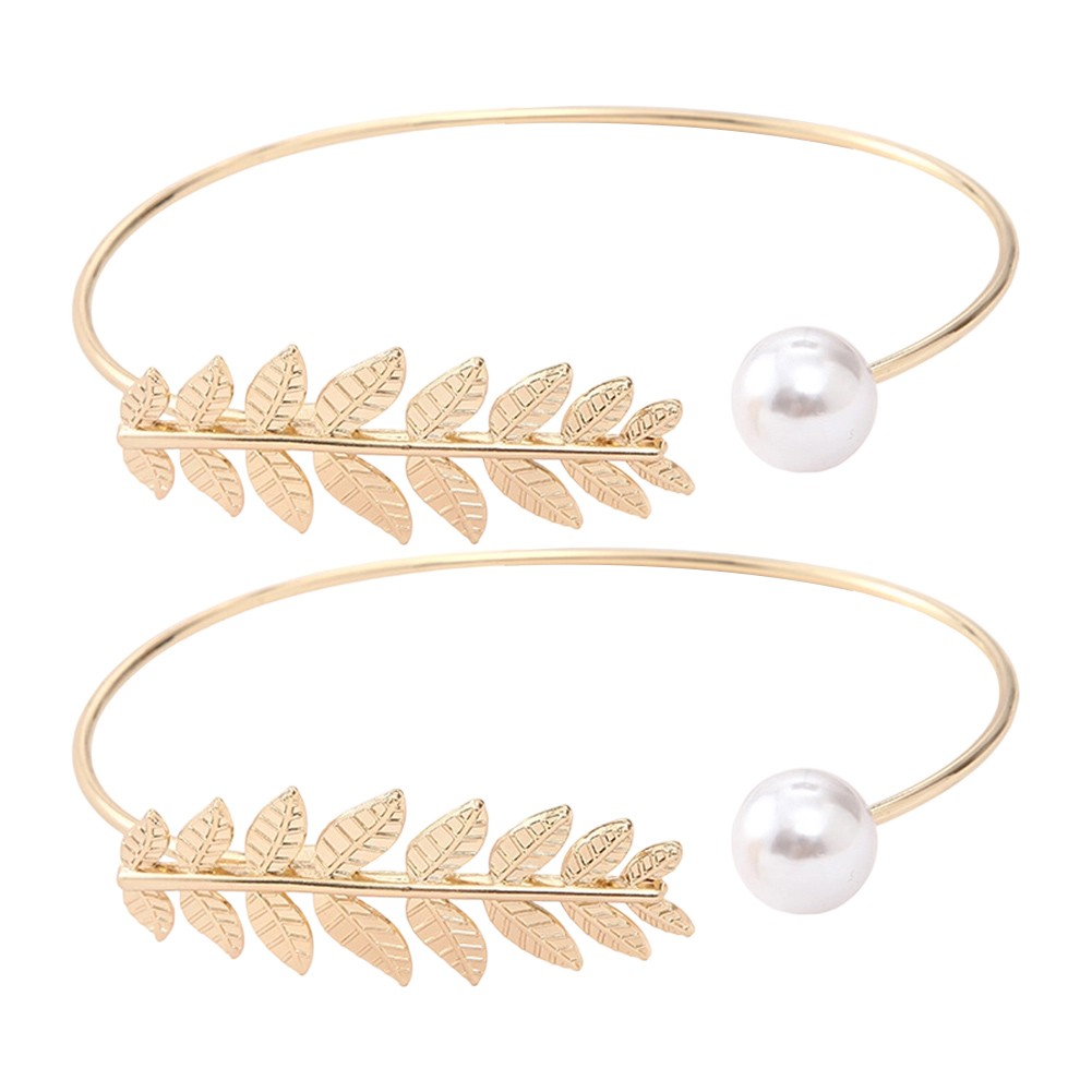 Elegant Curtain Tie Backs Gold Leaf Finish with Pearl Details Metal Set
