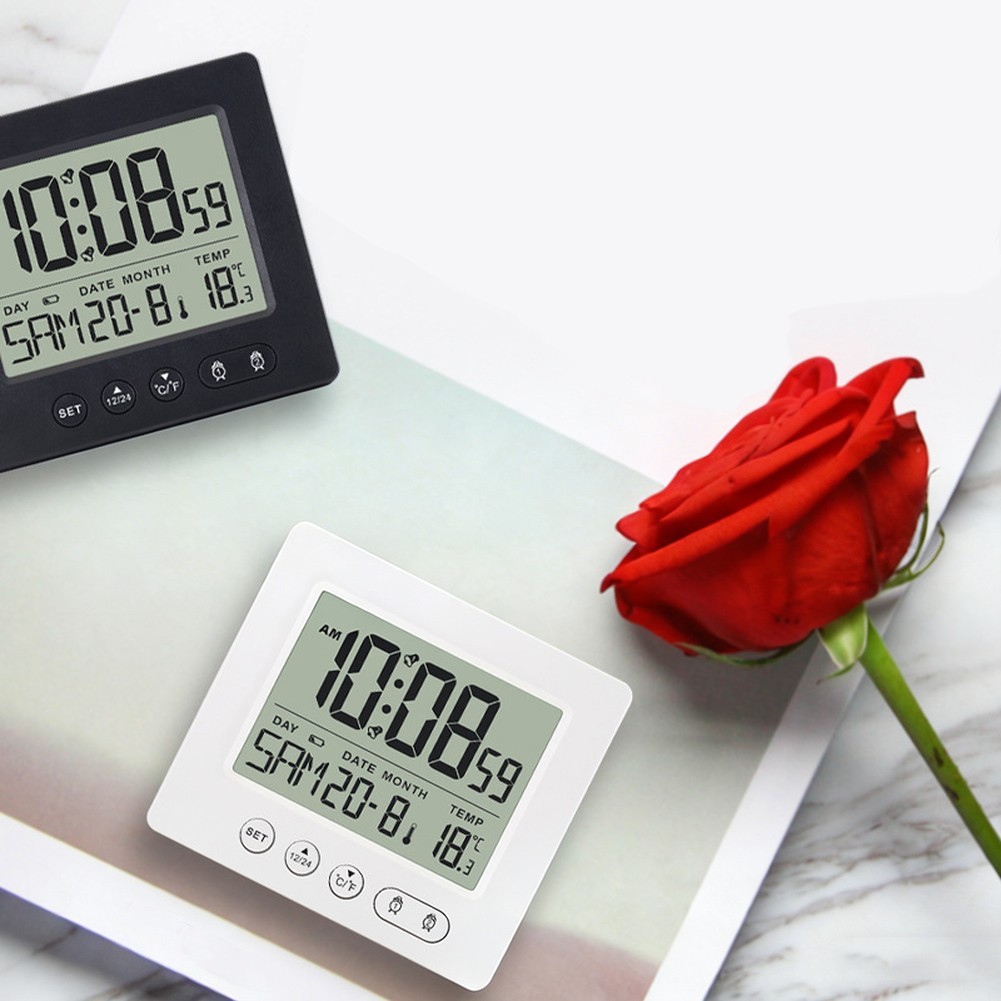 Alarm Clock with Large LCD Touch Screen 7 Language Week Display 12 24H Mode