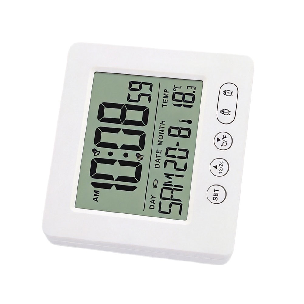 Alarm Clock with Large LCD Touch Screen 7 Language Week Display 12 24H Mode