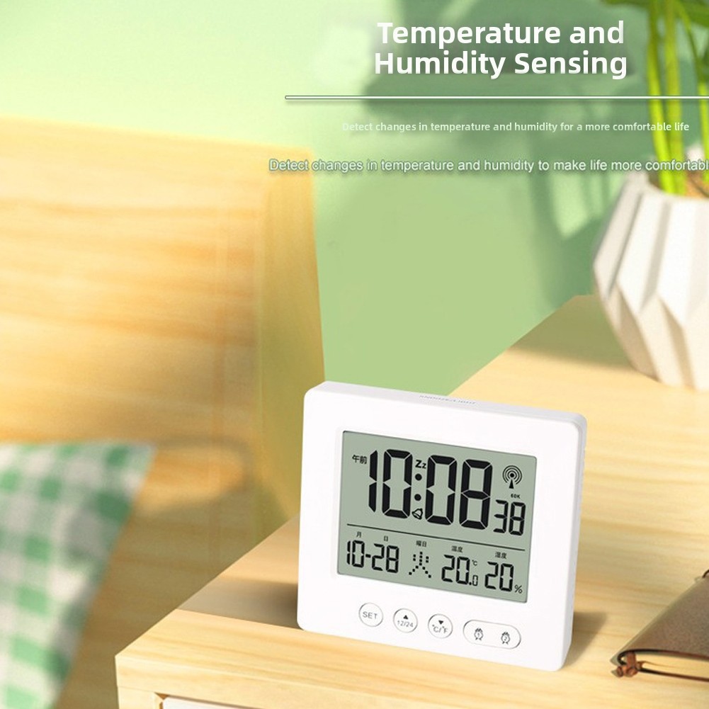 Alarm Clock with Large LCD Touch Screen 7 Language Week Display 12 24H Mode