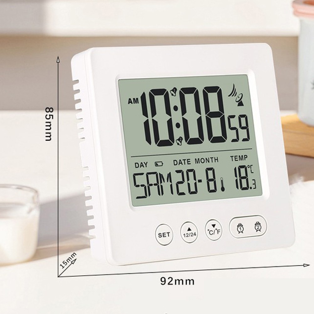 Alarm Clock with Large LCD Touch Screen 7 Language Week Display 12 24H Mode