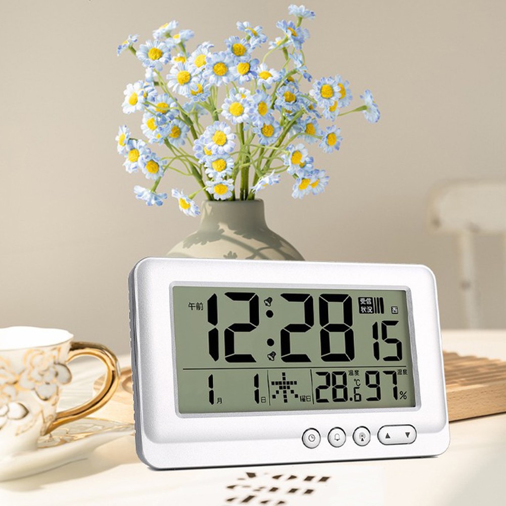 Multifunction LCD Clock Shows Time Date Week Temp 2 Alarms Snooze Function