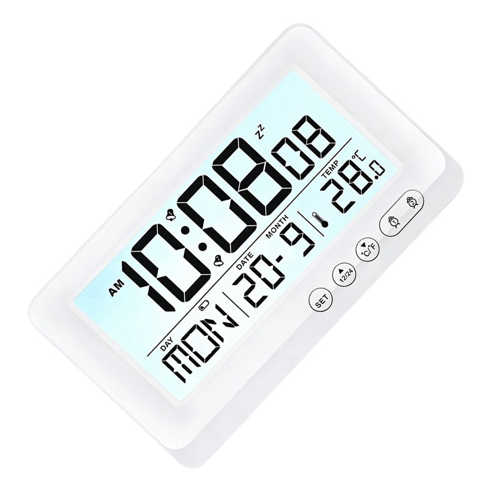 Multifunction LCD Clock Shows Time Date Week Temp 2 Alarms Snooze Function
