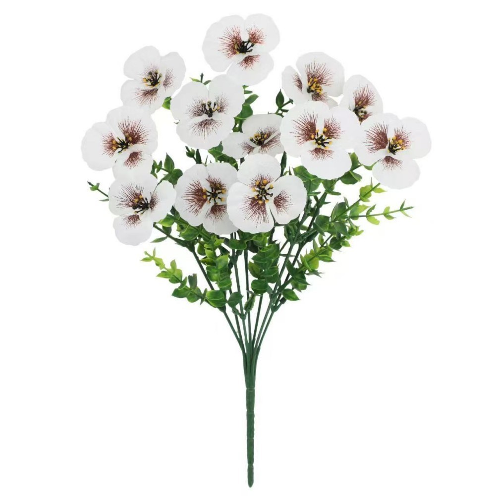 Pansy Fake Flower Bunch 35cm Tricolor Violet for Window Box Arrangement