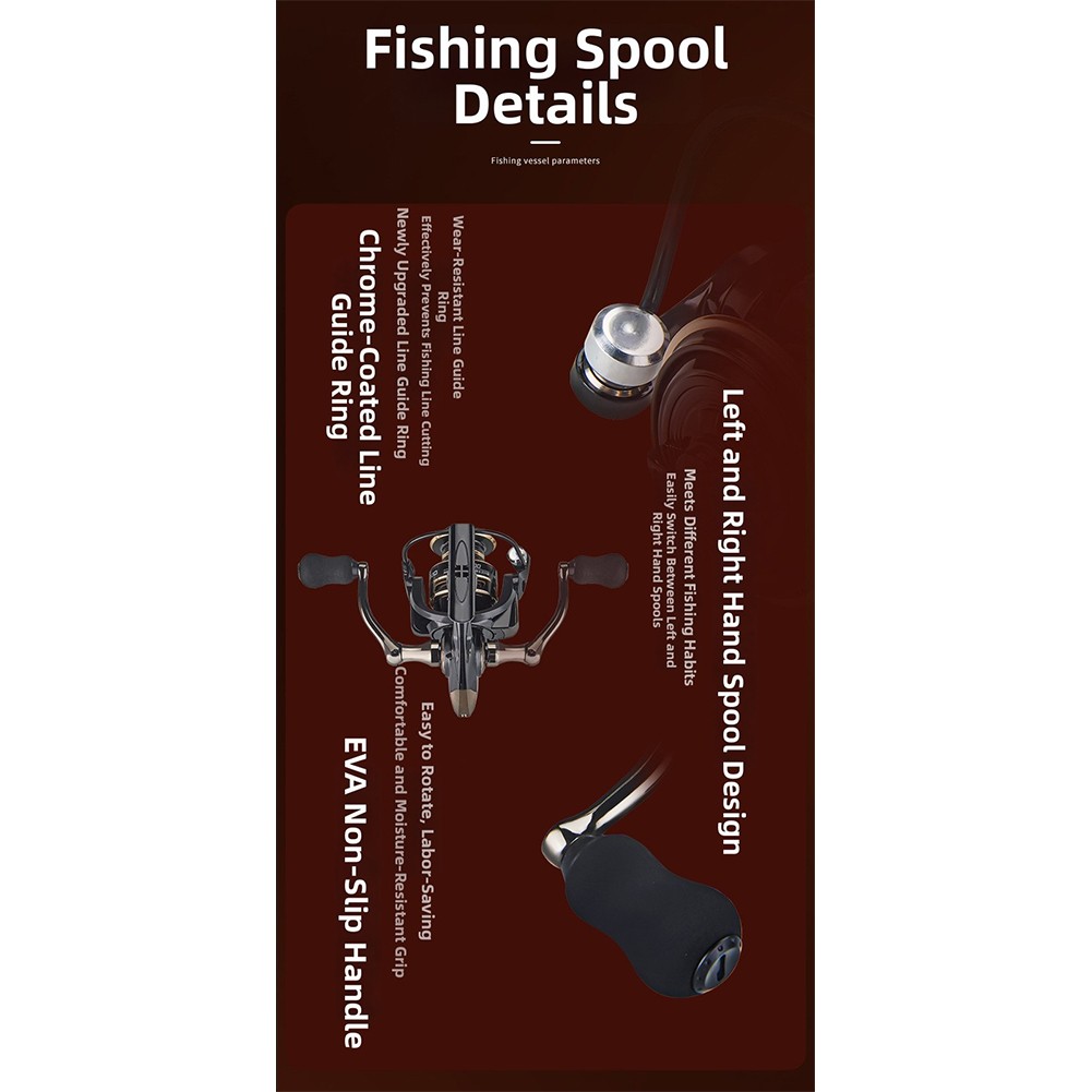 Fishing Reel 2000-7000 Size Range 5.2:1 Gear Ratio Hard Pulling Design