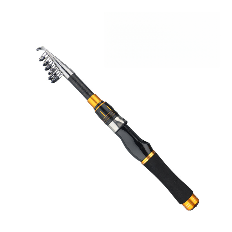 Black Telescopic Fishing Rod 2.1M 1.6M for multi Layer Carbon Reinforced Wrap