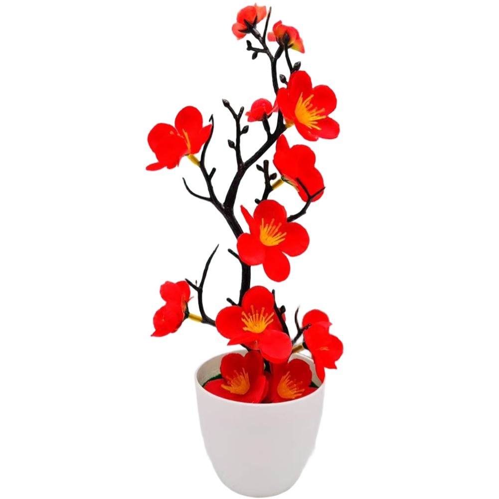 Realistic Plum Blossom Bonsai Tree with Detailed Branches for Indoor Display