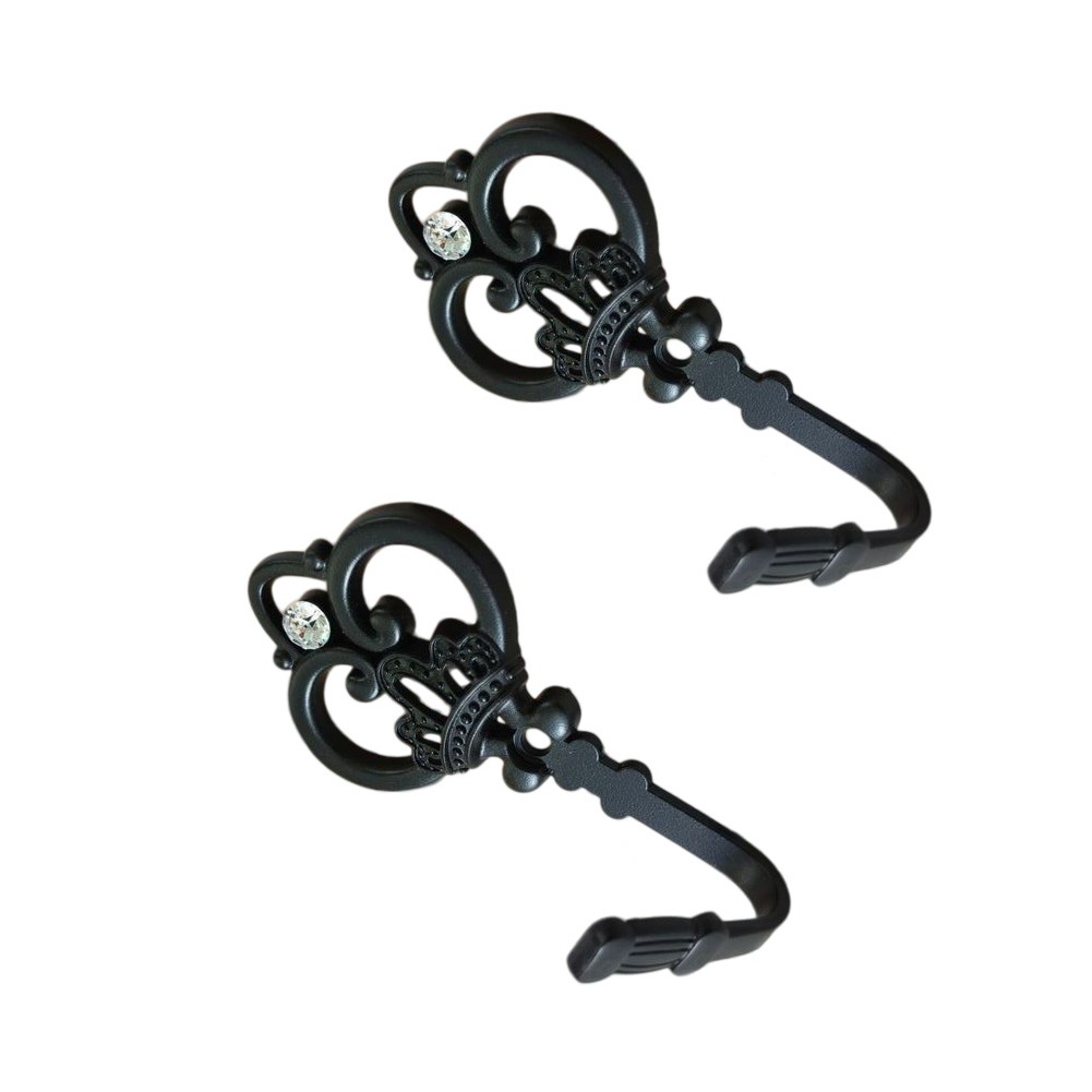 Elegant Crown Detail Hooks for Shower and Window Curtains Zinc Alloy Finish