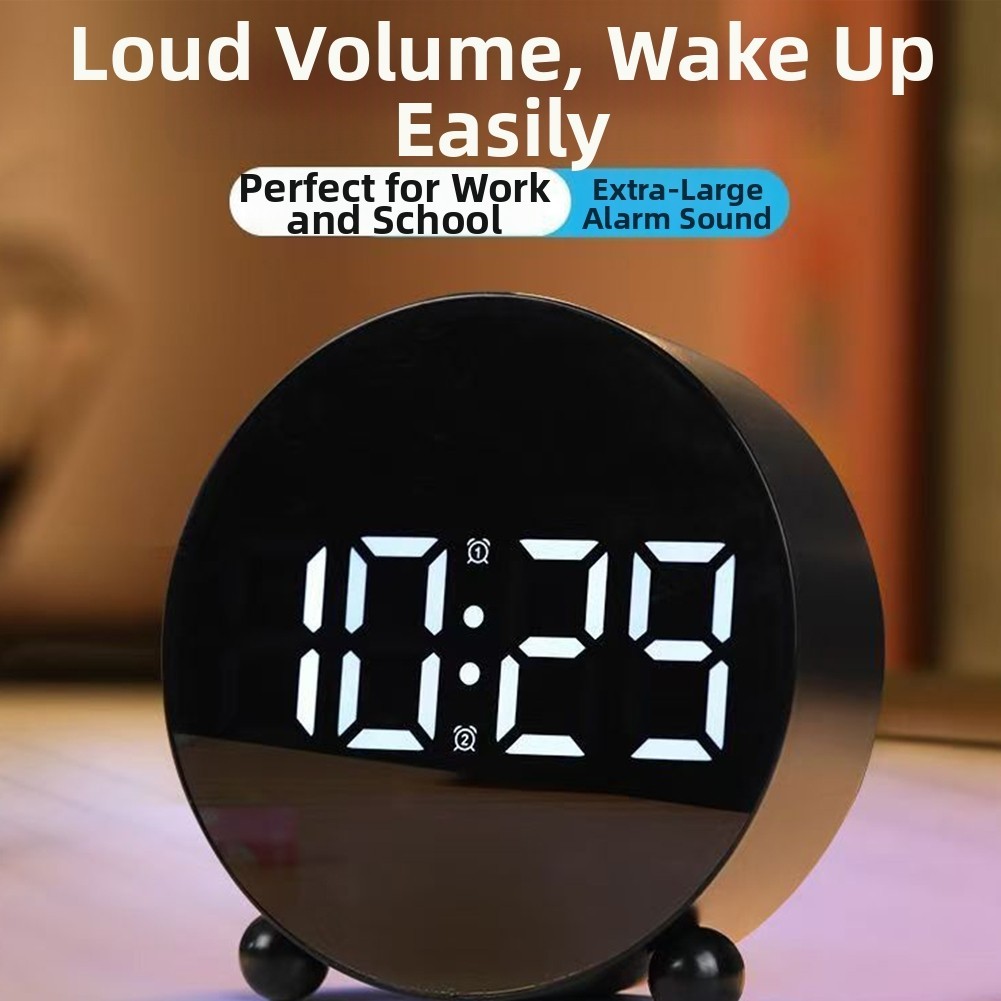 LED Clock with Dual Alarm Function Silent Running and Memory Retention