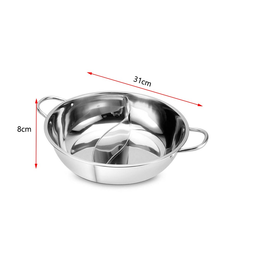 36cm Stainless Steel Hot Pot with Center Partition for Shabu Shabu and Hot Pot