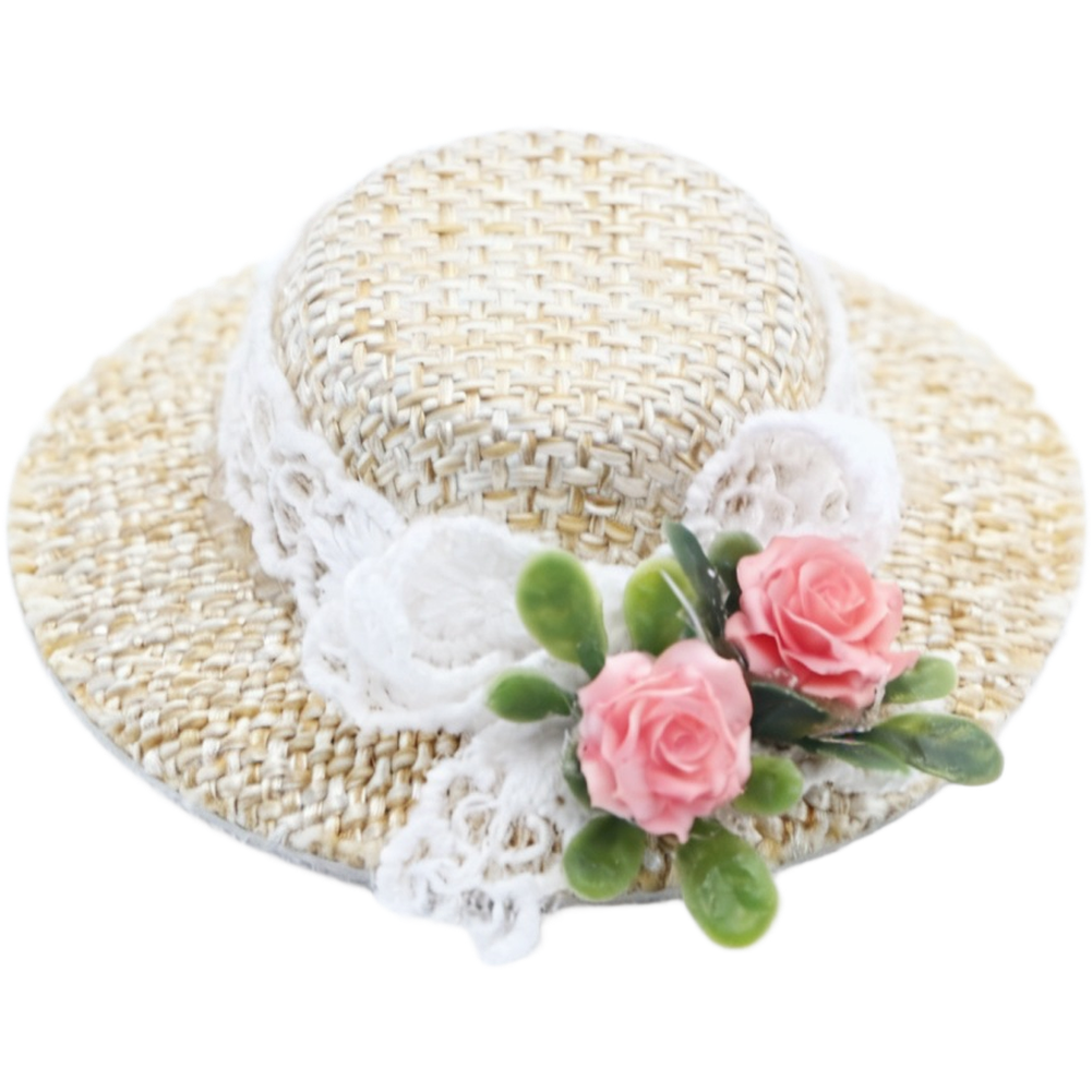 Tiny Handwoven Straw Hat for 1/6 Scale BJD Dolls and For MINIature Summer Decor
