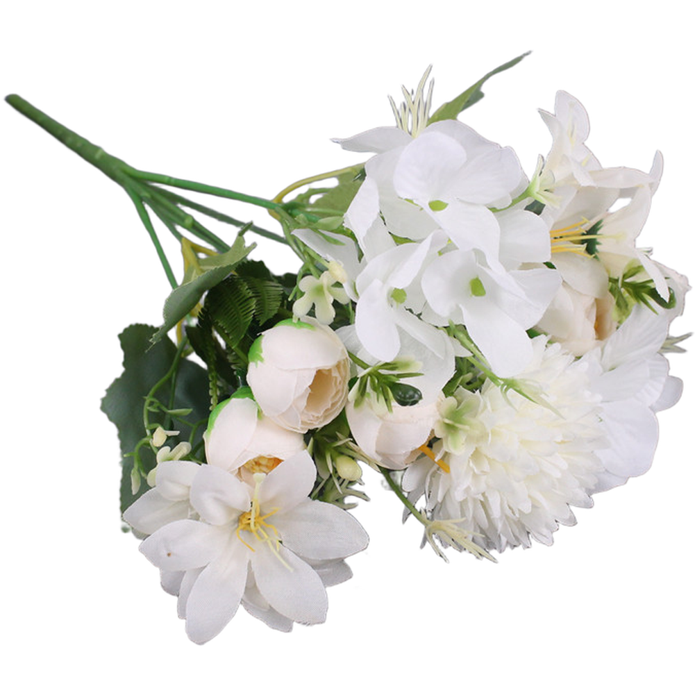 Nordic Style Silk Hydrangea Bouquet 7 Head for Wedding Arch Shelf Mantel Decor