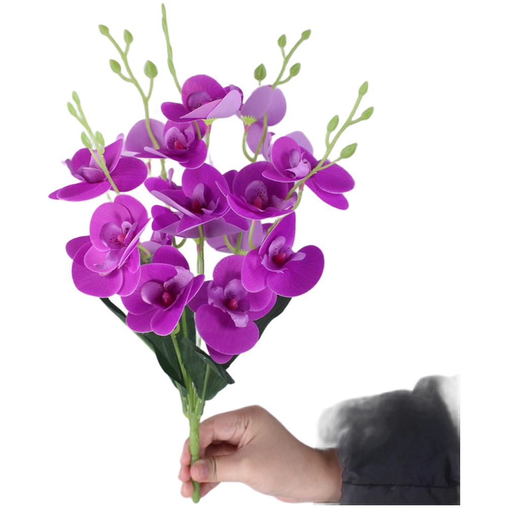 20 Heads Phalaenopsis Artificial Orchid 43cm Stem 3D Printed PU for Home Use