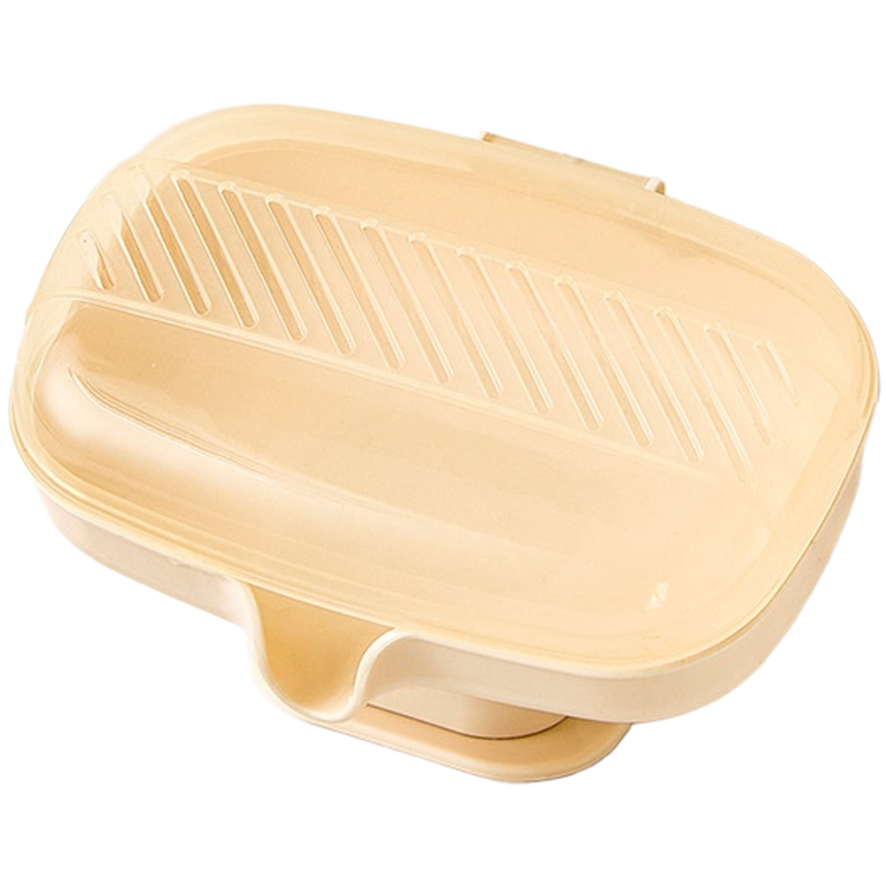 PP Soap Dish with Non Slip Suction Base Tilted Drain Lid Ventilated Top