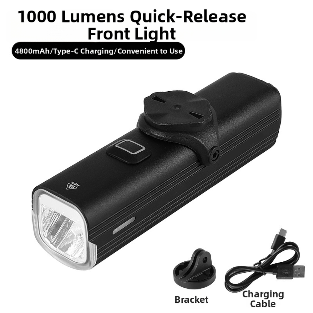 Compact Quick Release Bicycle Front Light 11.5×3.1×3.1cm Aluminum Black 220g