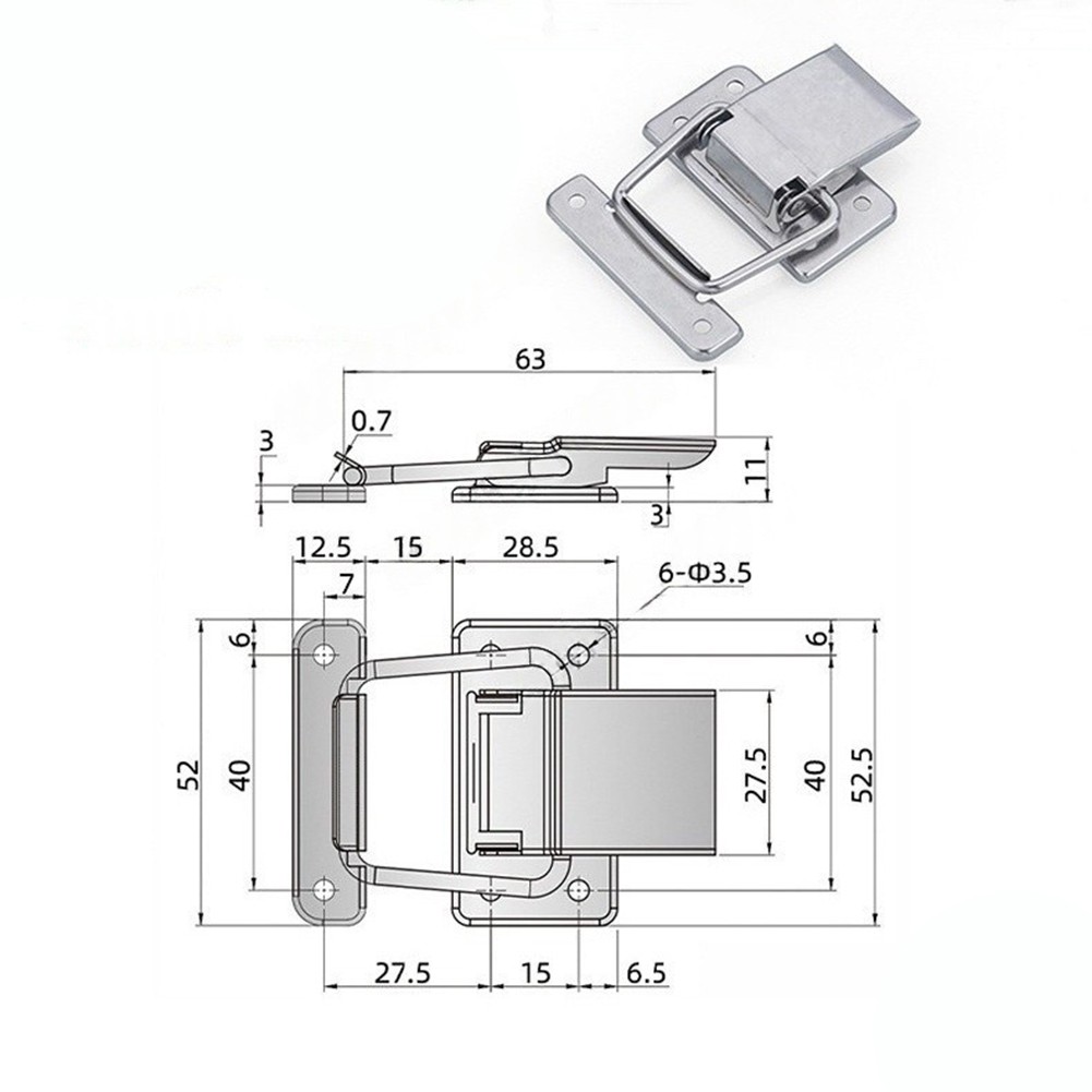 Marine Use Spring Latch Box Latch Compact Metal Buckle Spring Locking Mechanism