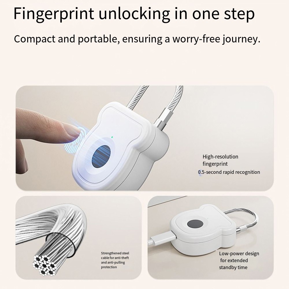 Smart Padlock with Fingerprint Only Mode and USB Key Override for Safety