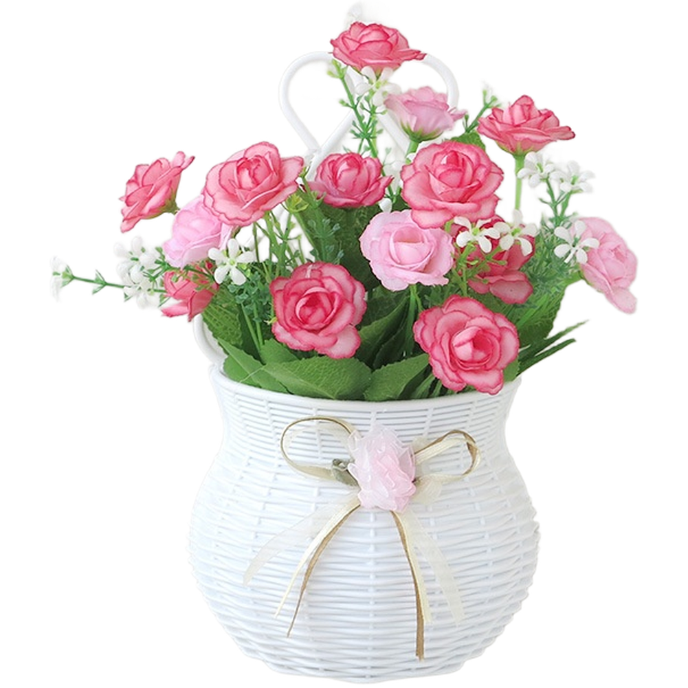Wall Mounted Artificial Flower Basket with Hook for Home Garden Restaurant