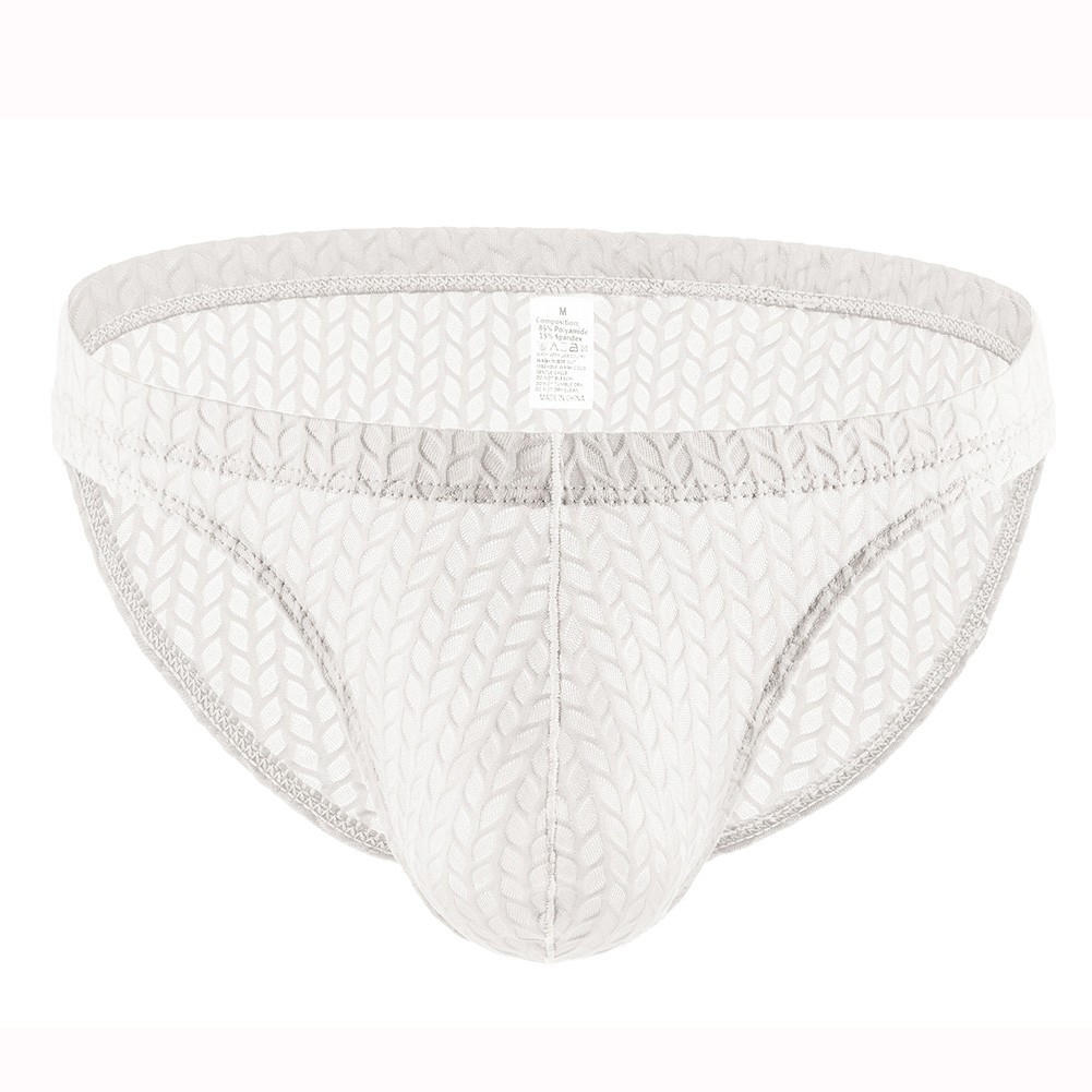 Jacquard Sheer Underpants for Men Low Rise Briefs 85% Nylon 15% Spandex