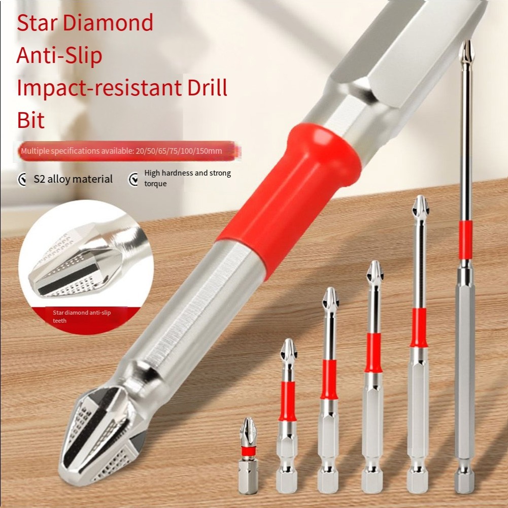 PH2 Magnetic Screwdriver Bit with Slender Waist Shock Absorption 65mm 75mm